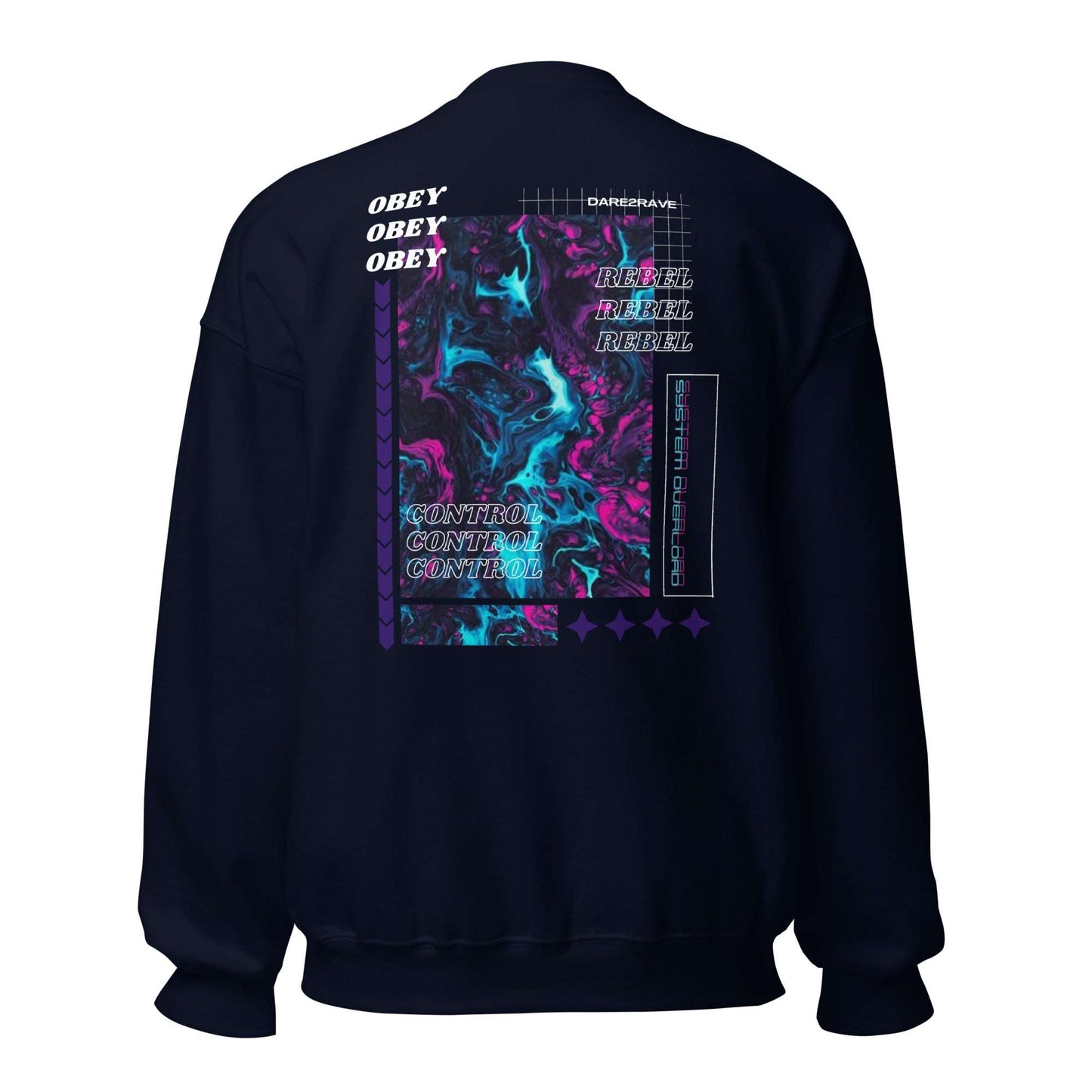 DARE2RAVE Unisex 'Obey, Rebel, Control' Sweatshirt - DARE2RAVE